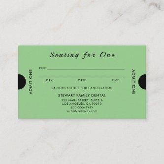 Sage Green Seating for One Dental Appointment Card