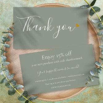 Sage Green Thank You For Shopping Discount Card