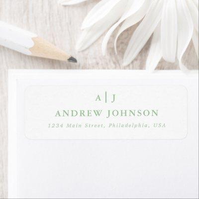 Sage Green Two Border Monogram Return Address Label