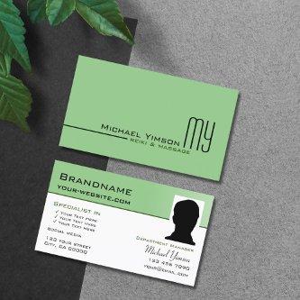Sage Green White Simple with Monogram and Photo