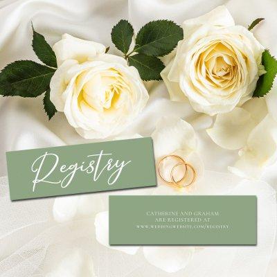 Sage Green White Typography Wedding Registry Mini