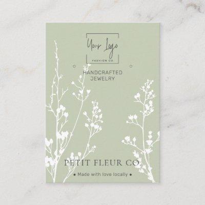 Sage Green Wildflowers QR Jewelry Display Card