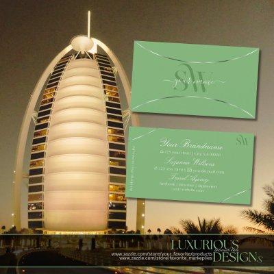 Sage Green with Silver Decor and Monogram Stylish