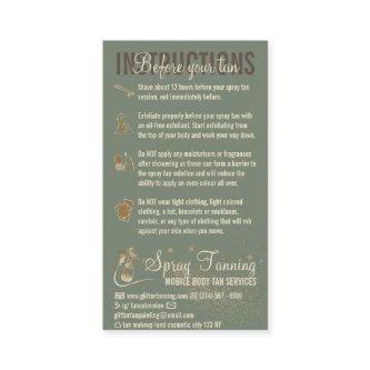 Sage Instructions Spray Tan Before AfterCare Guide