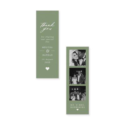 Sage Photo Strip Wedding Thank You Mini Bookmark Calling Card