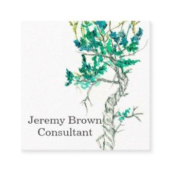 Sagebrush Ink Green Watercolor Botanical Plant Square