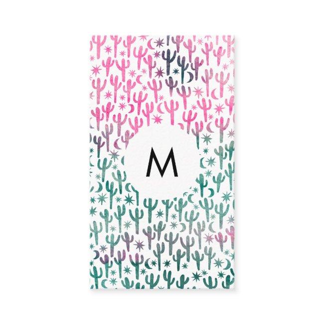 Saguaro Cactus Moon Stars Pattern Pink INITIALS