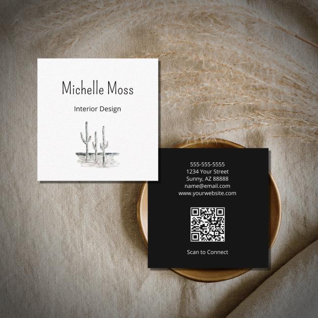 Saguaro Cactus Simple Desert QR code Square