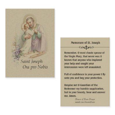 Saint Joseph Child Jesus  Memorare Holy Card