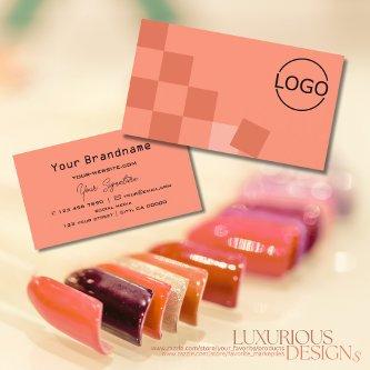 Salmon and Coral Checkered Modern with Logo Chic