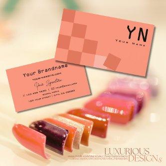 Salmon and Coral Checkered with Monogram Modern