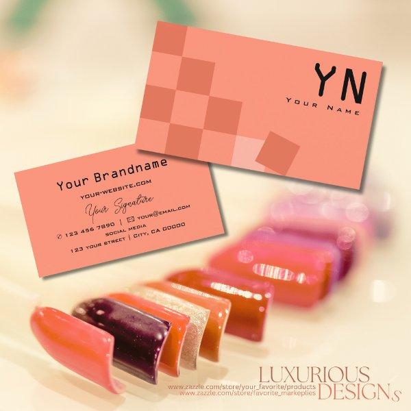 Salmon and Coral Checkered with Monogram Modern