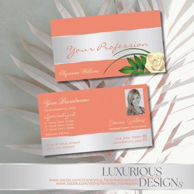 Salmon Silver Decor Cute Rose Flower with Photo