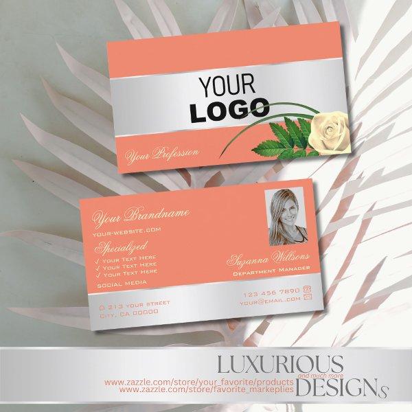 Salmon Silver Decor Rose Flower add Logo and Photo