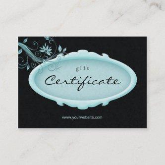 Salon Gift Certificate Spa Floral Blue Black