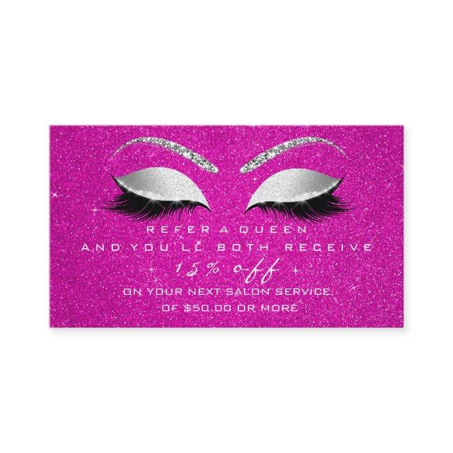 Salon Referral Card Hot Pink Gray Lashes