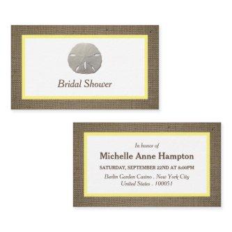 Sand Dollar & Burlap Bridal Shower Ticket Invite