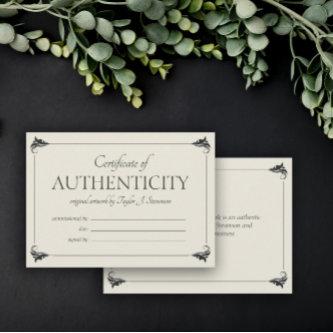 Sand Vintage Larger Certificate of Authenticity