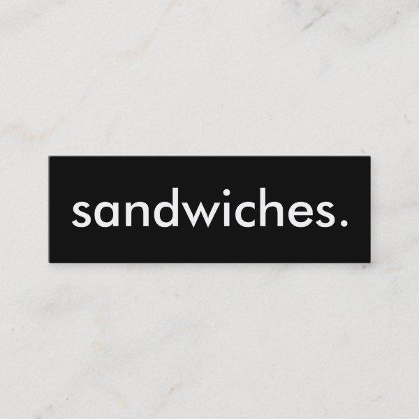 sandwiches. loyalty punch card
