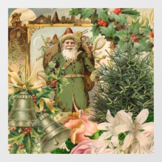 Santa Claus Christmas Antique Beautiful Art Window Cling