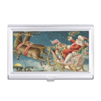 Santa Claus Christmas Antique Sleigh Reindeer  Case