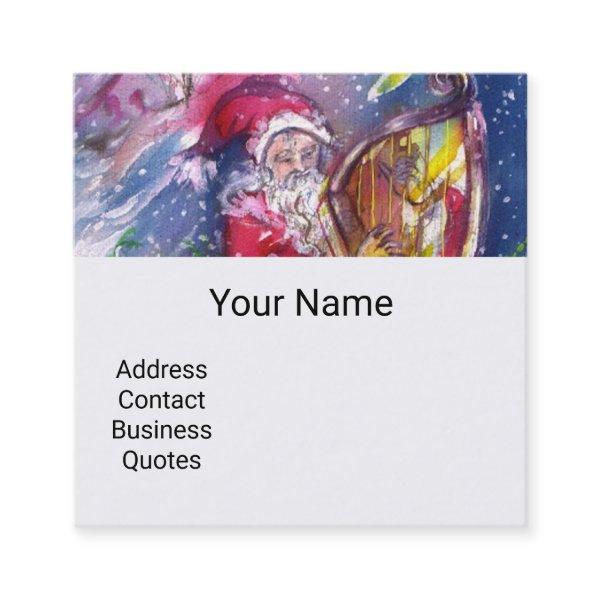 SANTA CLAUS PLAYING HARP IN MOONLIGHT Christmas Square