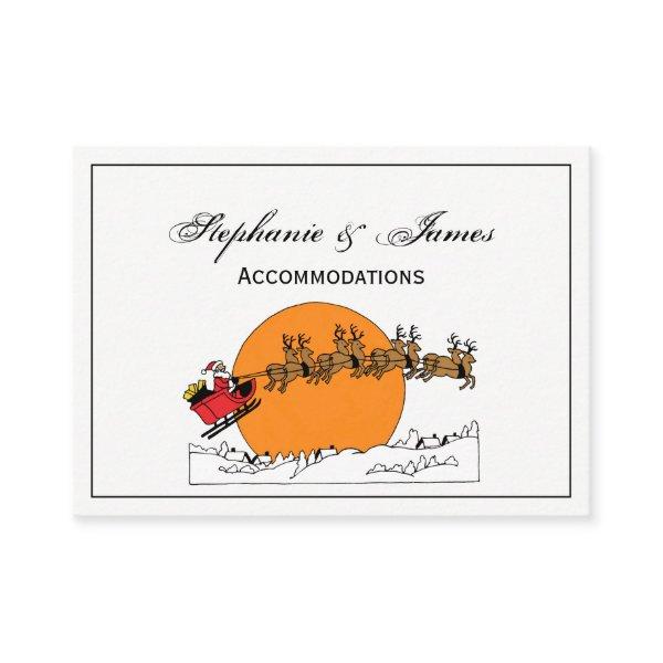 Santa Reindeer Over Snow Covered Town Moon