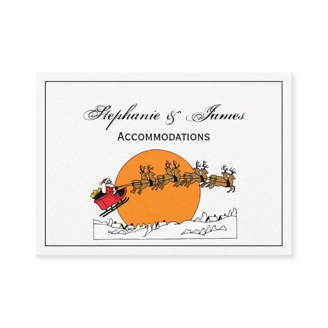 Santa Reindeer Over Snow Covered Town Moon