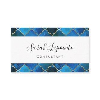 Sapphire Gemstone & Gold Moroccan Tile Pattern