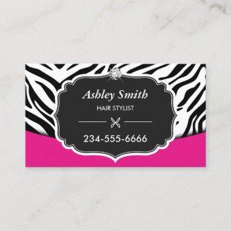 Sassy Pink Zebra Print Hair Stylist Appointment