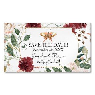 Save the Date Blush Pink White Butterfly Floral  Magnet