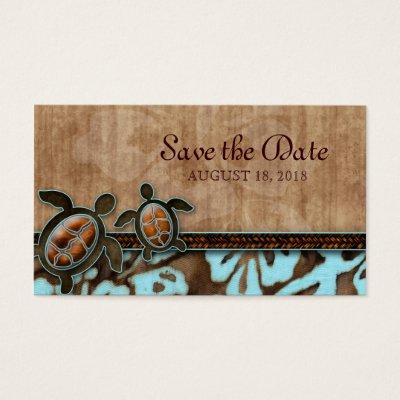 Save the Date  Turtles Brown Blue