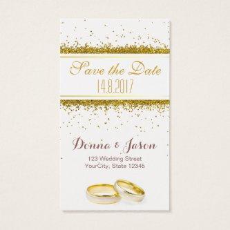 Save the Date Gold Glitter Rings