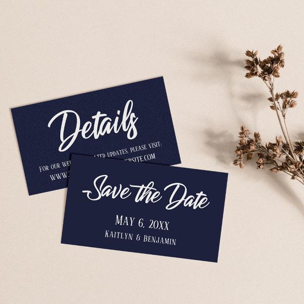 Save the Date & Wedding Detail Inserts over Navy