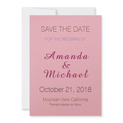 Save the Date Wedding Pink Elegant Calligraphy