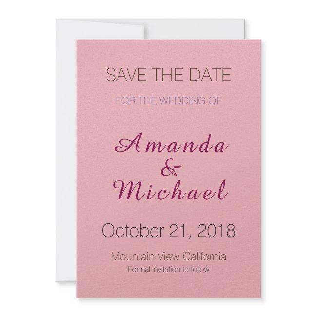 Save the Date Wedding Pink Elegant Calligraphy