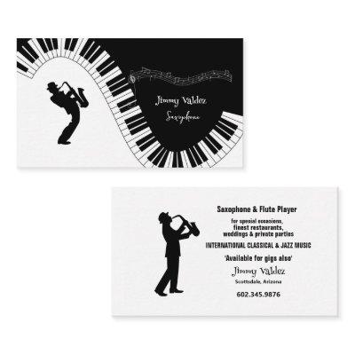 Saxophone Player Music Notes Piano Keys