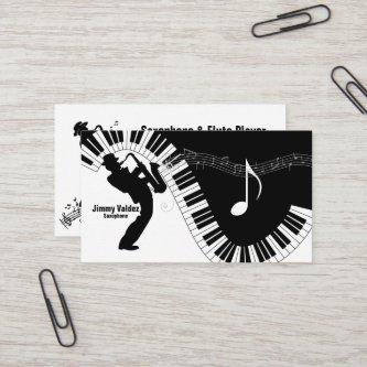 Saxophone Player Music Notes Piano Keys