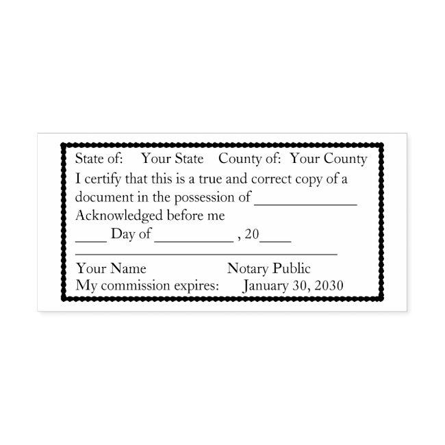 Scallop Bordered Notary Public Copy Stamp