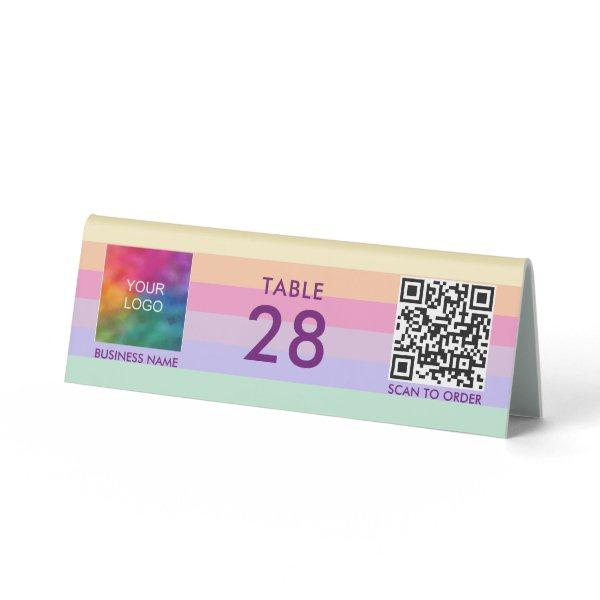 Scan Me QR Code Business Logo Here Colorful Table Tent Sign