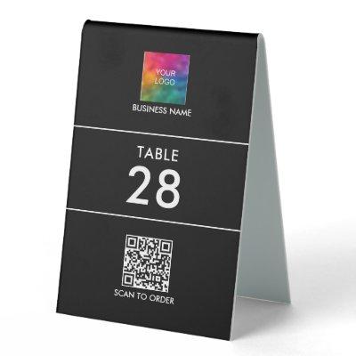 Scan Me QR Code Business Logo Here Vertical Number Table Tent Sign