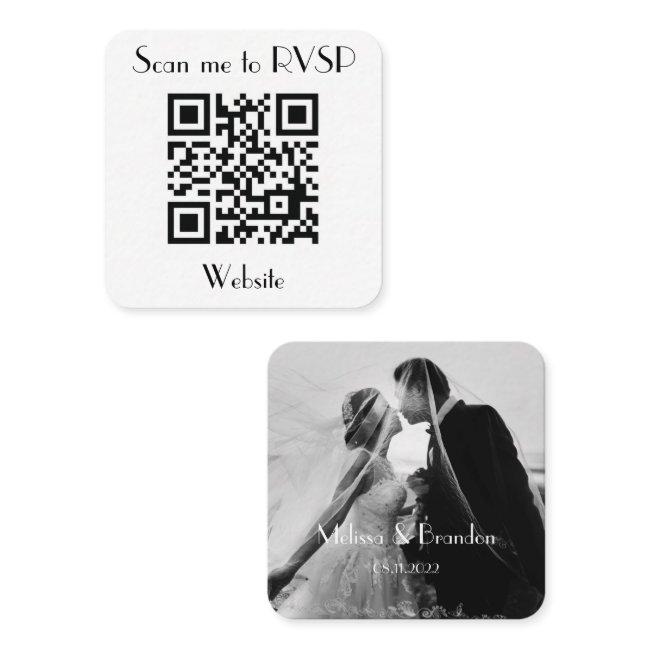 Scan me to RSVP Wedding QR Code Photo Response Square