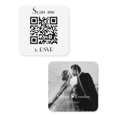 Scan me to RSVP Wedding QR Code Photo Response Square