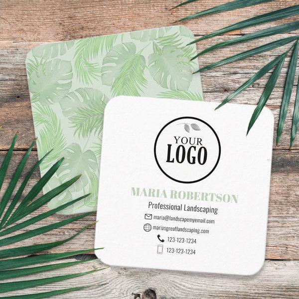 Scan to Connect | QR Code Company Logo Palm Leaves Square