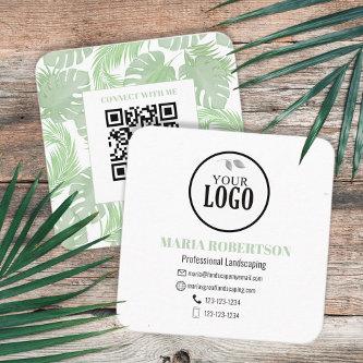 Scan to Connect | QR Code Company Logo Palm Leaves Square