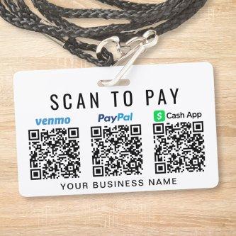Scan to Pay Paypal Venmo CashApp QR Codes Badge