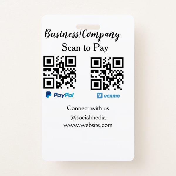 Scan to pay q r code paypal venmo add your website badge