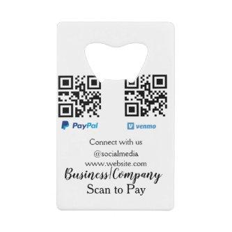 Scan to pay q r code paypal venmo add your website credit card bottle opener