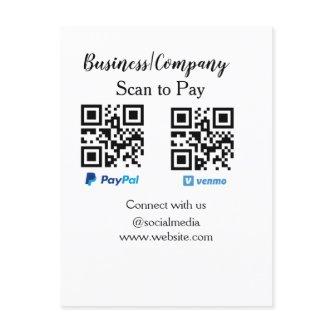 Scan to pay q r code paypal venmo add your website postcard