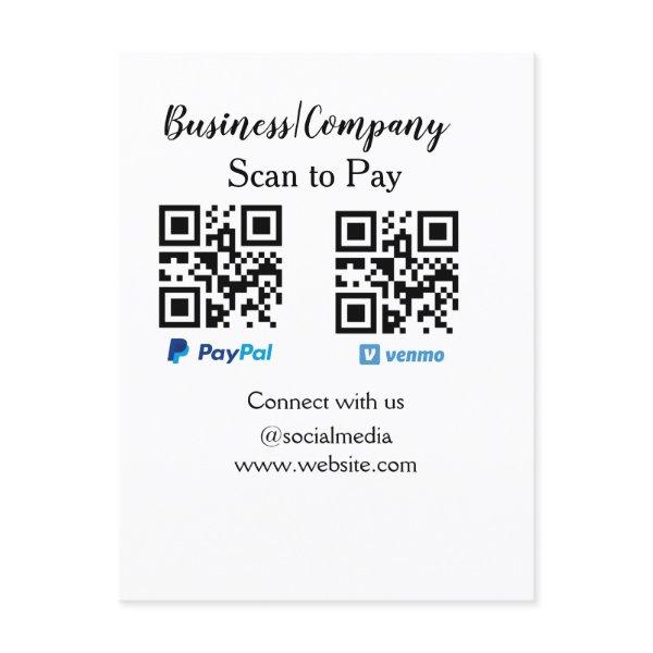 Scan to pay q r code paypal venmo add your website postcard